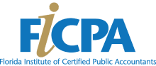 Logo of the Florida Institute of Certified Public Accountants, featuring the acronym FICPA in blue and gold, with the full name below.