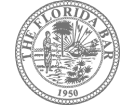 A circular gray logo with an eagle holding arrows and an olive branch, surrounded by stars and text.